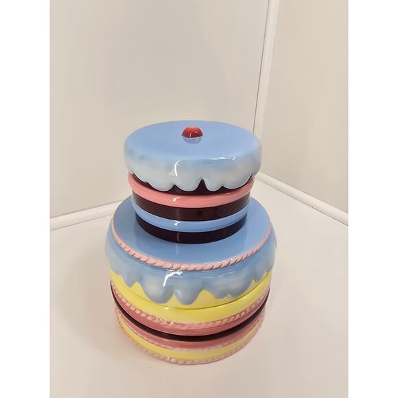Pat-A-Cake 3 Tiered Ceramic Box Merry Go Round Cupcake Lid Storage Decor - Picture 3 of 10